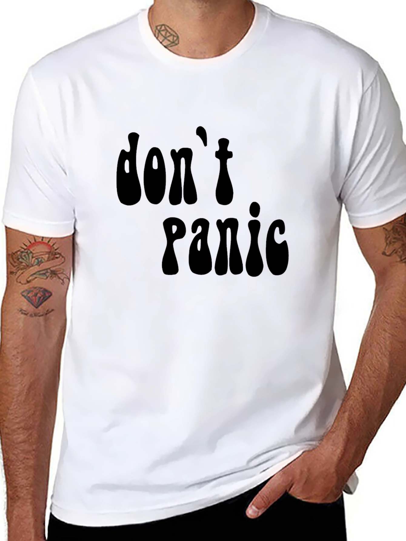 Dont Panic Black Graphic T-Shirt - Relaxed Fit