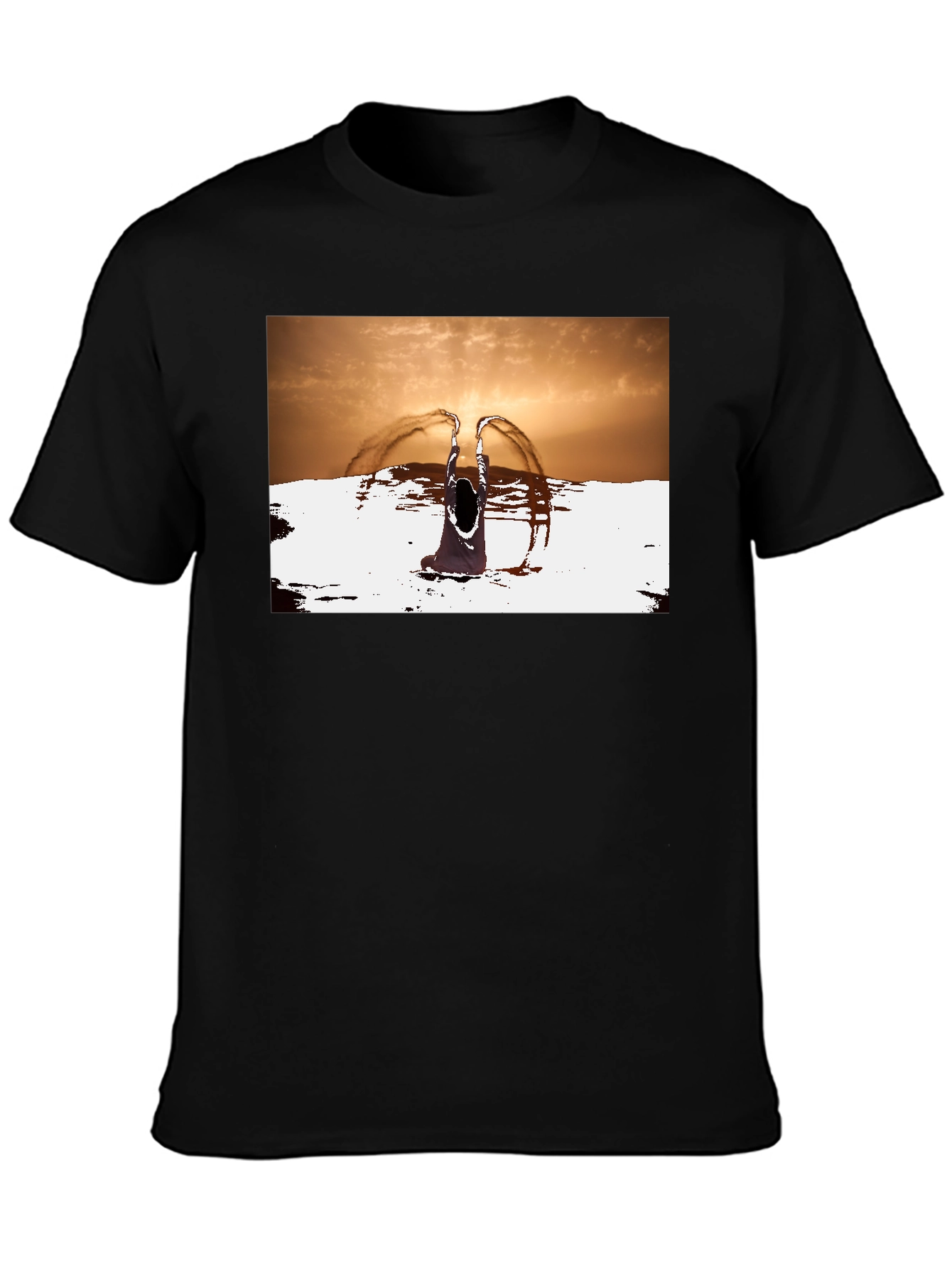 Sunset Angel Graphic Tee - Unique Black T-Shirt