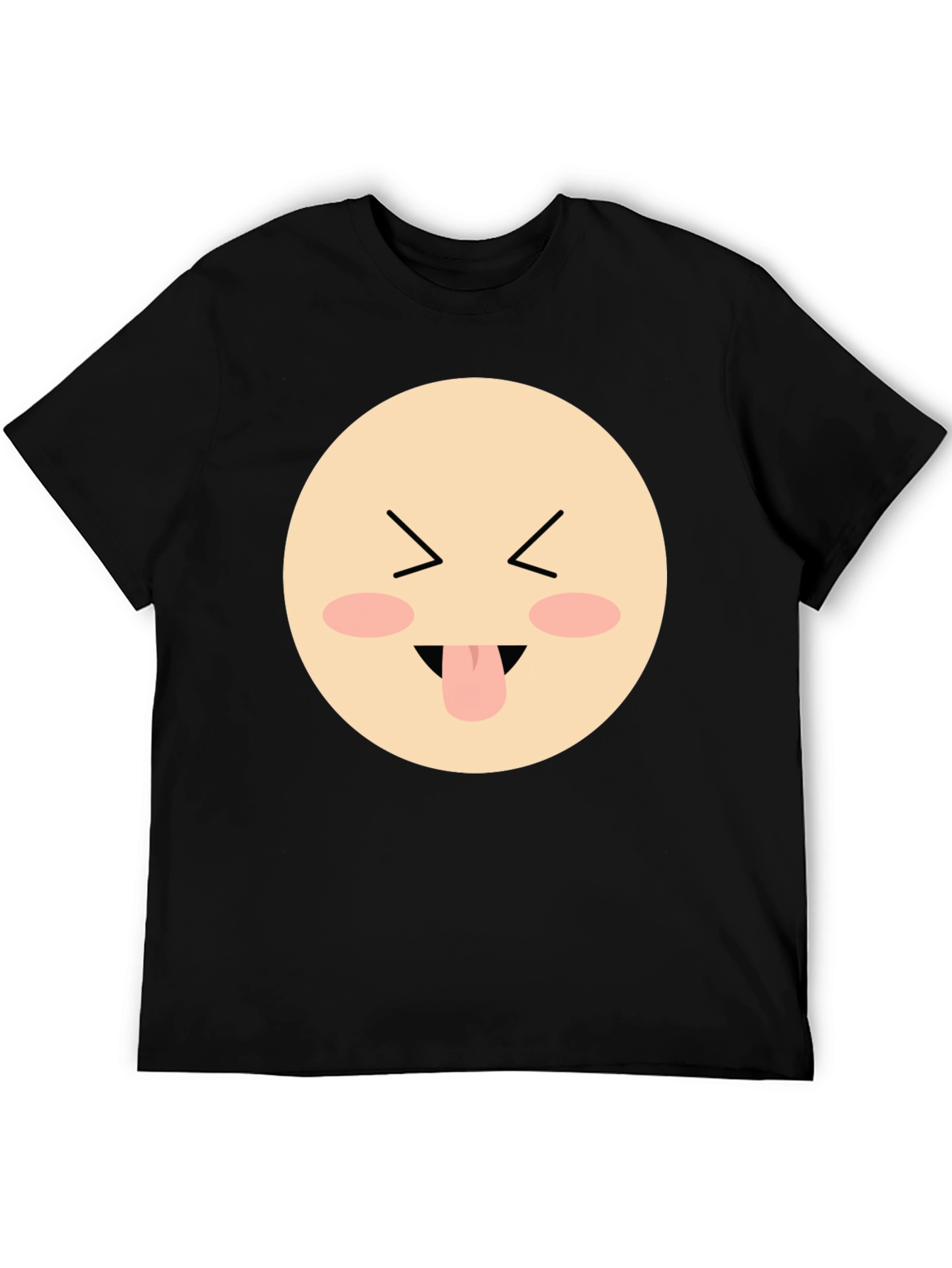 Funny Face Emoji Graphic Black T-Shirt