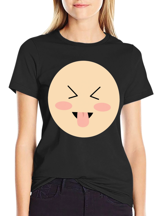 Funny Face Emoji Graphic Black T-Shirt