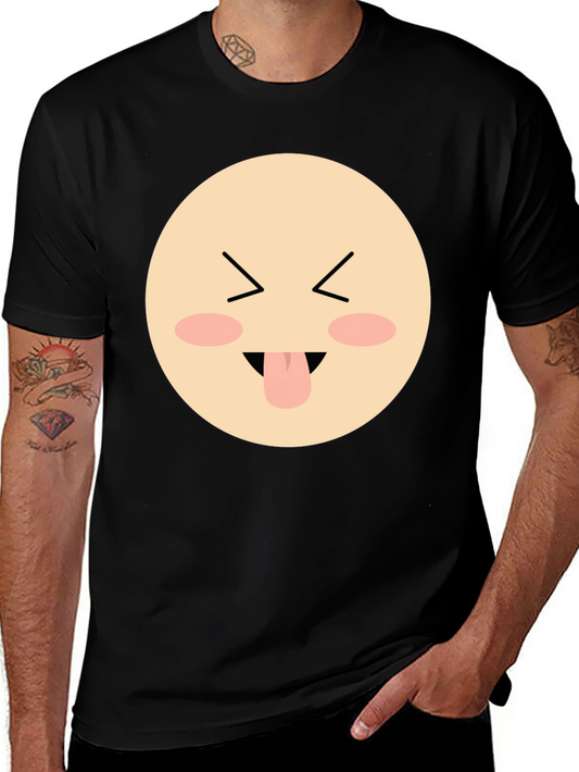 Funny Face Emoji Graphic Black T-Shirt