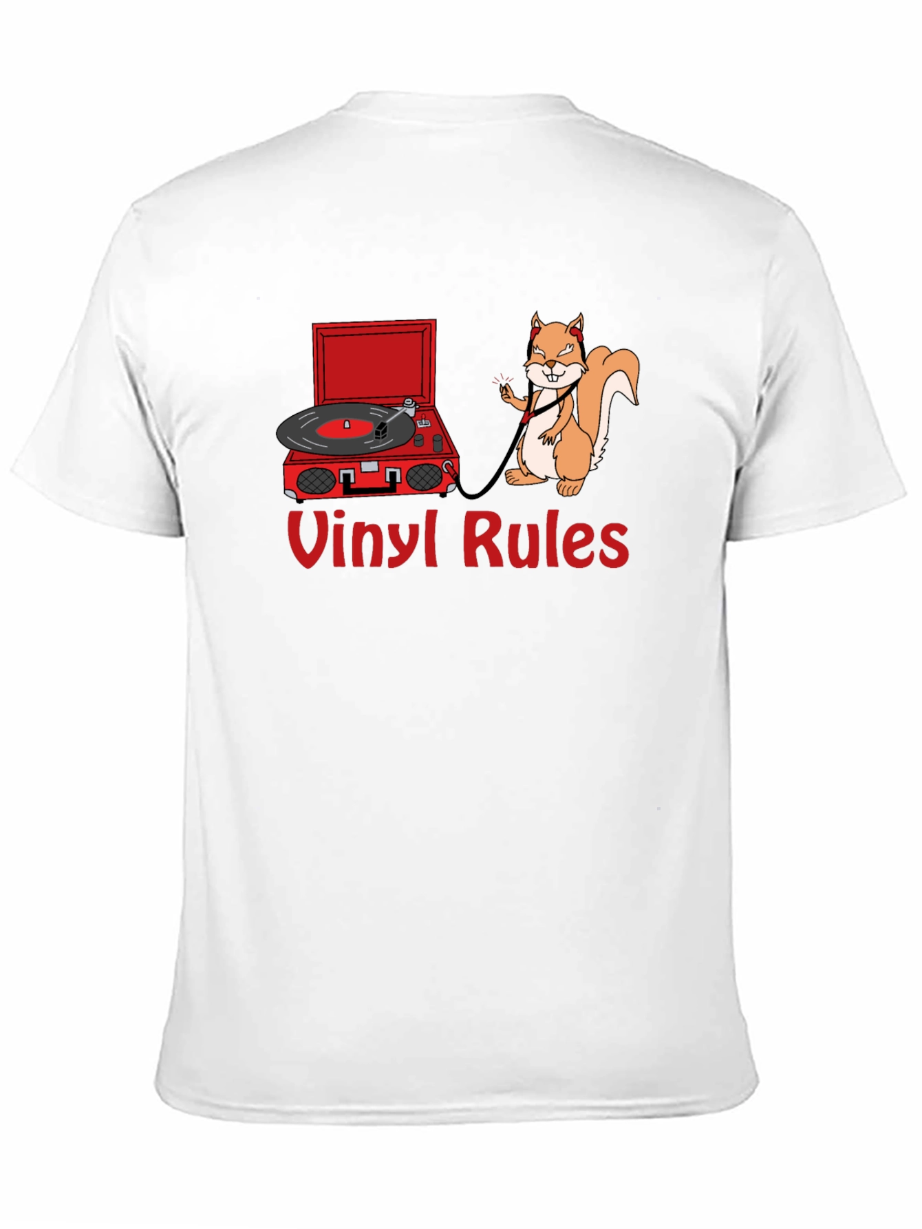 Vinyl Rules T-Shirt - Squirrel DJ Retro Music Tee