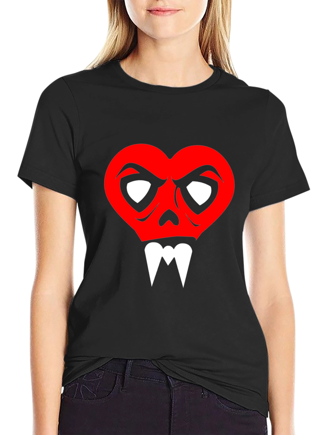 Heart Skull Graphic Tee - Mens Black T-Shirt