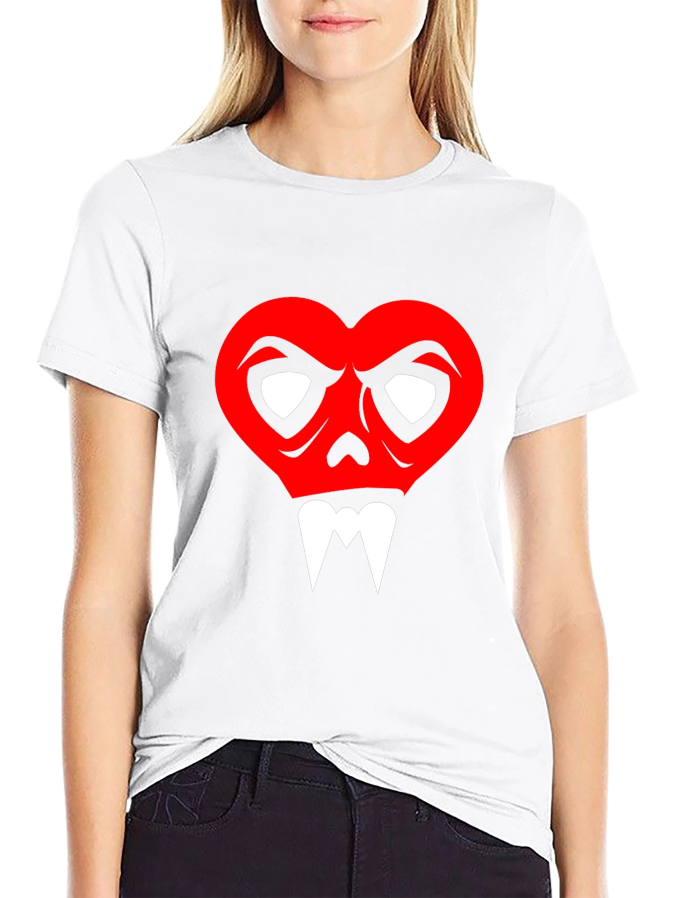 Heart Skull Graphic Tee - Mens Black T-Shirt