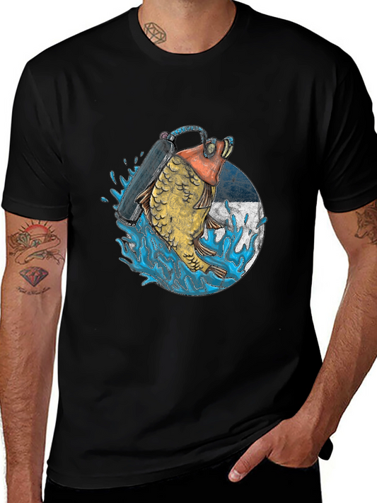 Diving Fish Graphic Tee - Black