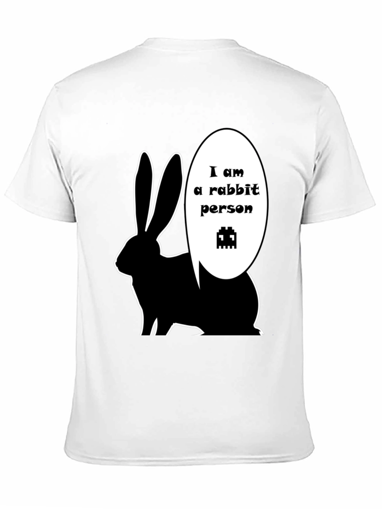 Rabbit Person Graphic T-Shirt - Black Crew Neck Tee