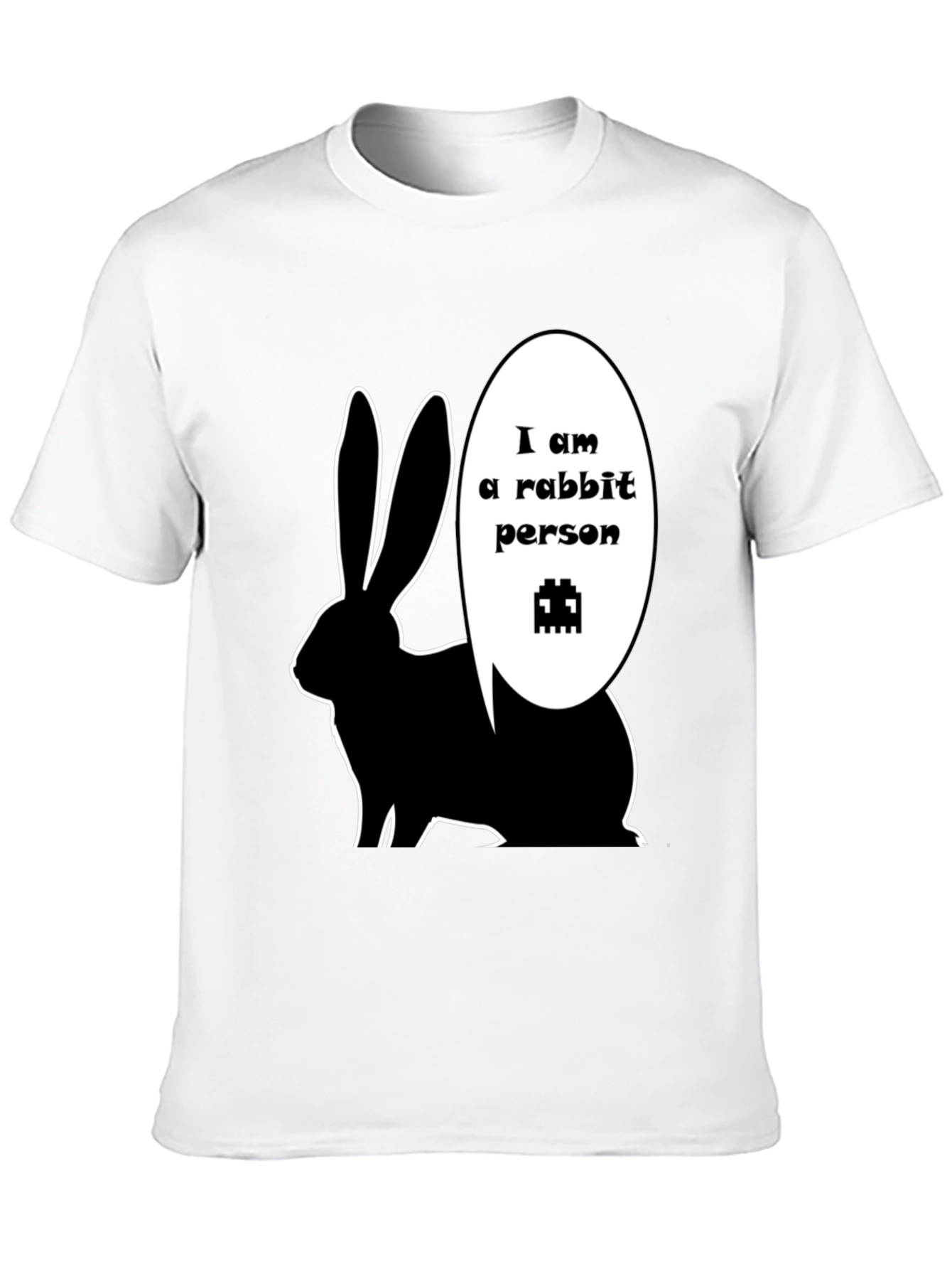 Rabbit Person Graphic T-Shirt - Black Crew Neck Tee