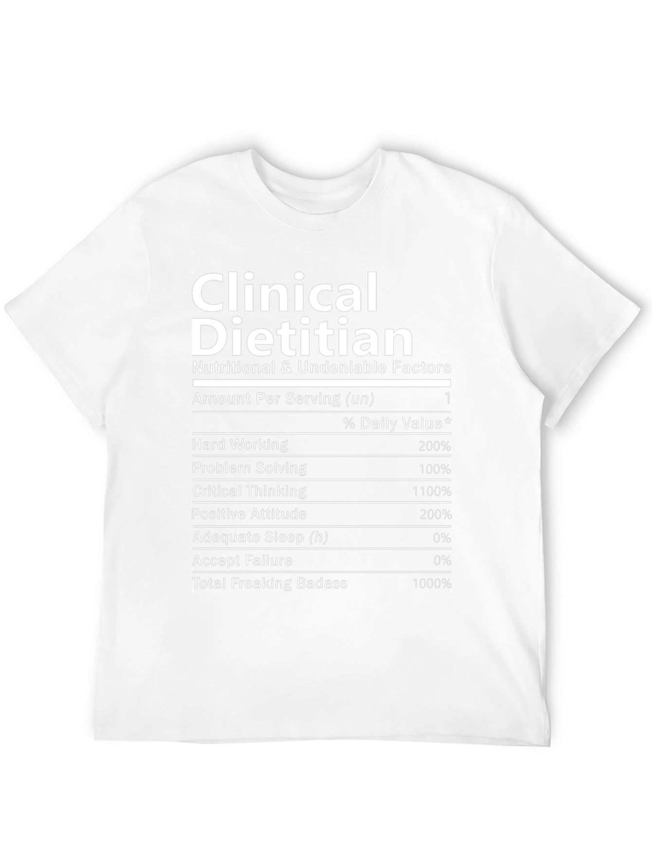 Funny Clinical Dietitian Nutrition Facts Black T-Shirt