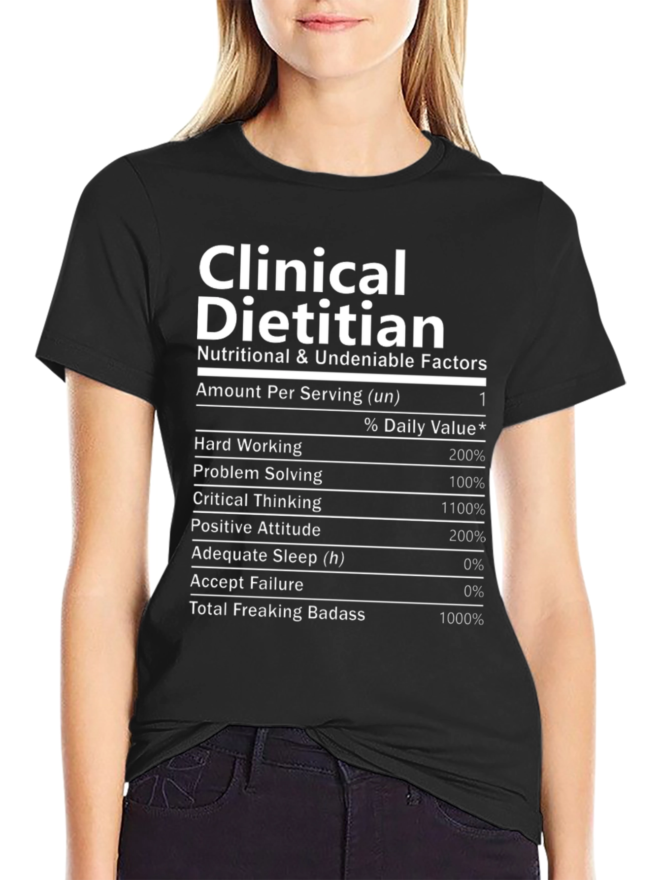 Funny Clinical Dietitian Nutrition Facts Black T-Shirt