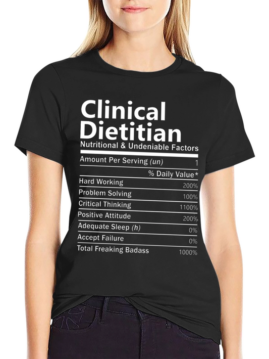 Funny Clinical Dietitian Nutrition Facts Black T-Shirt