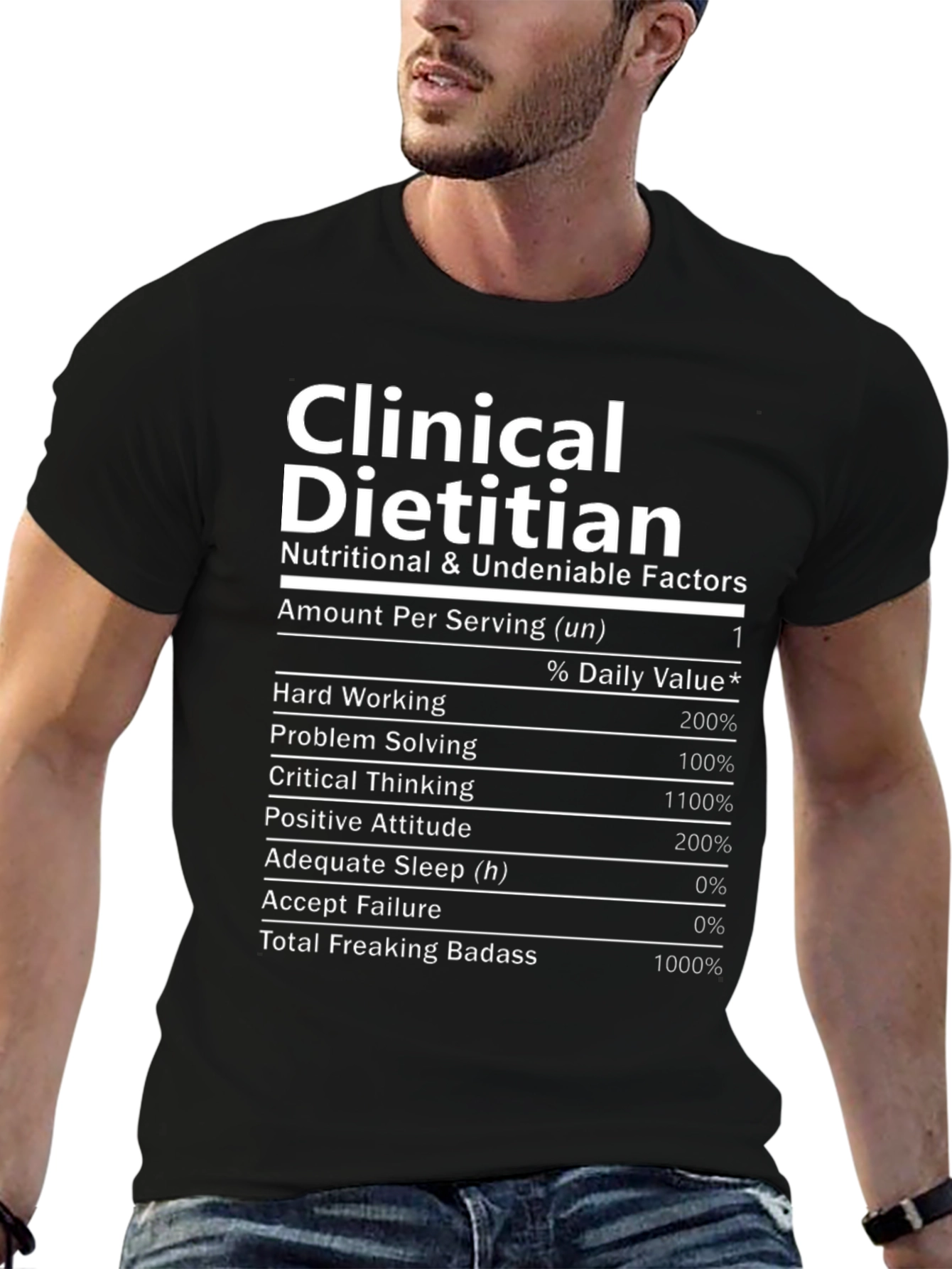 Funny Clinical Dietitian Nutrition Facts Black T-Shirt