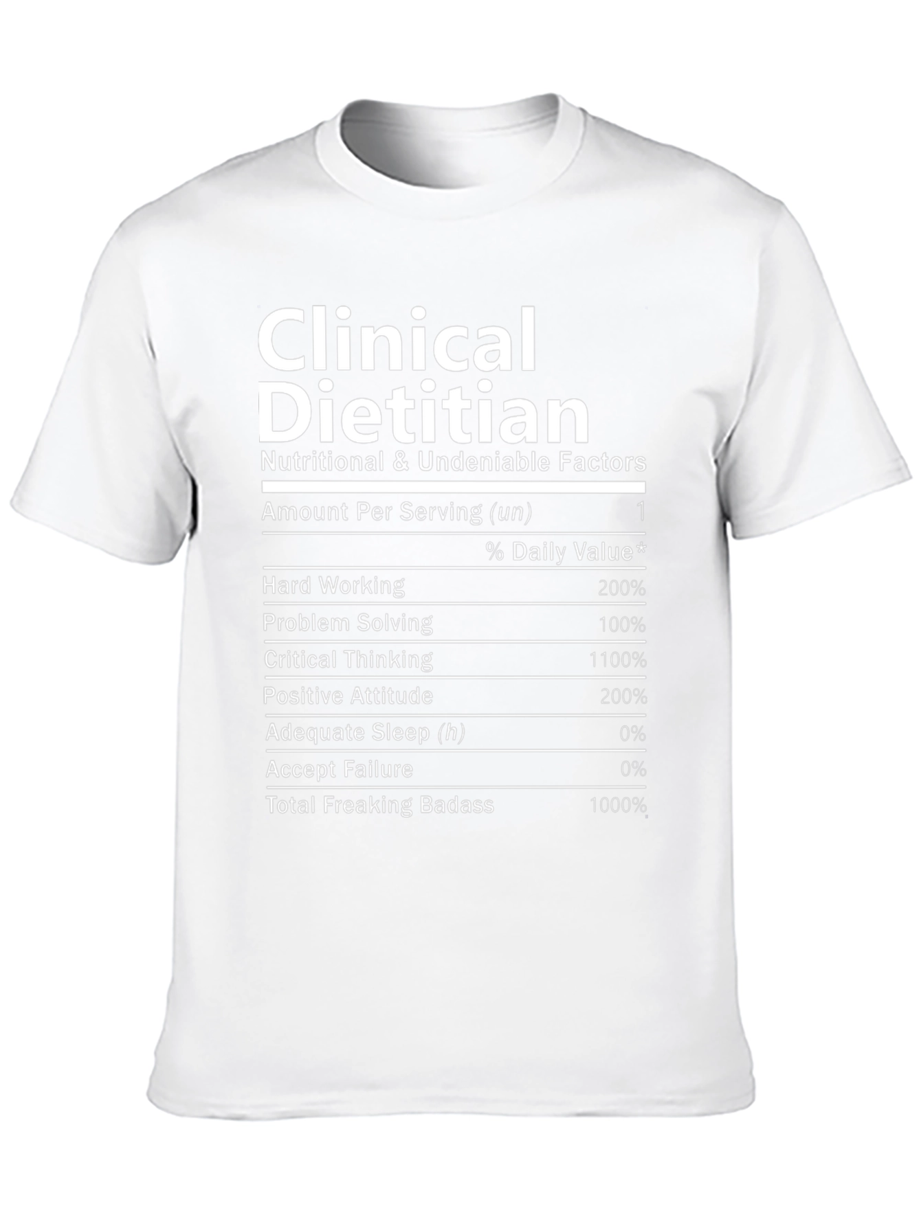 Funny Clinical Dietitian Nutrition Facts Black T-Shirt