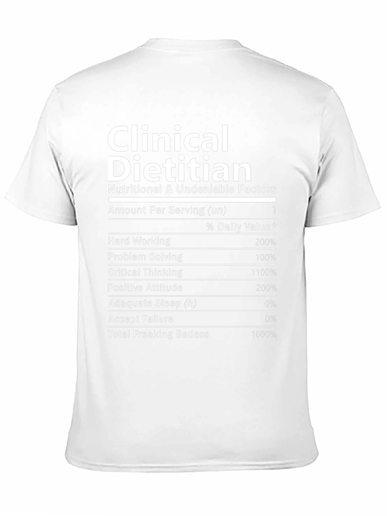 Funny Clinical Dietitian Nutrition Facts Black T-Shirt