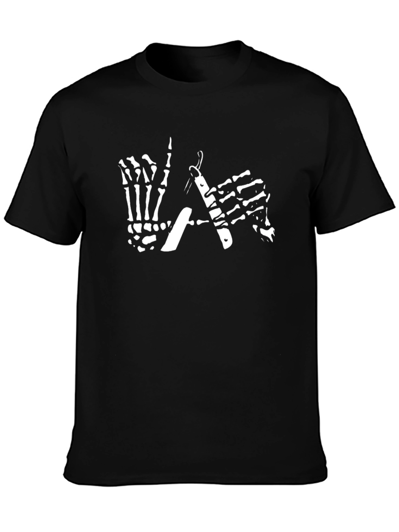 Skeleton Hands Barber Black T-Shirt
