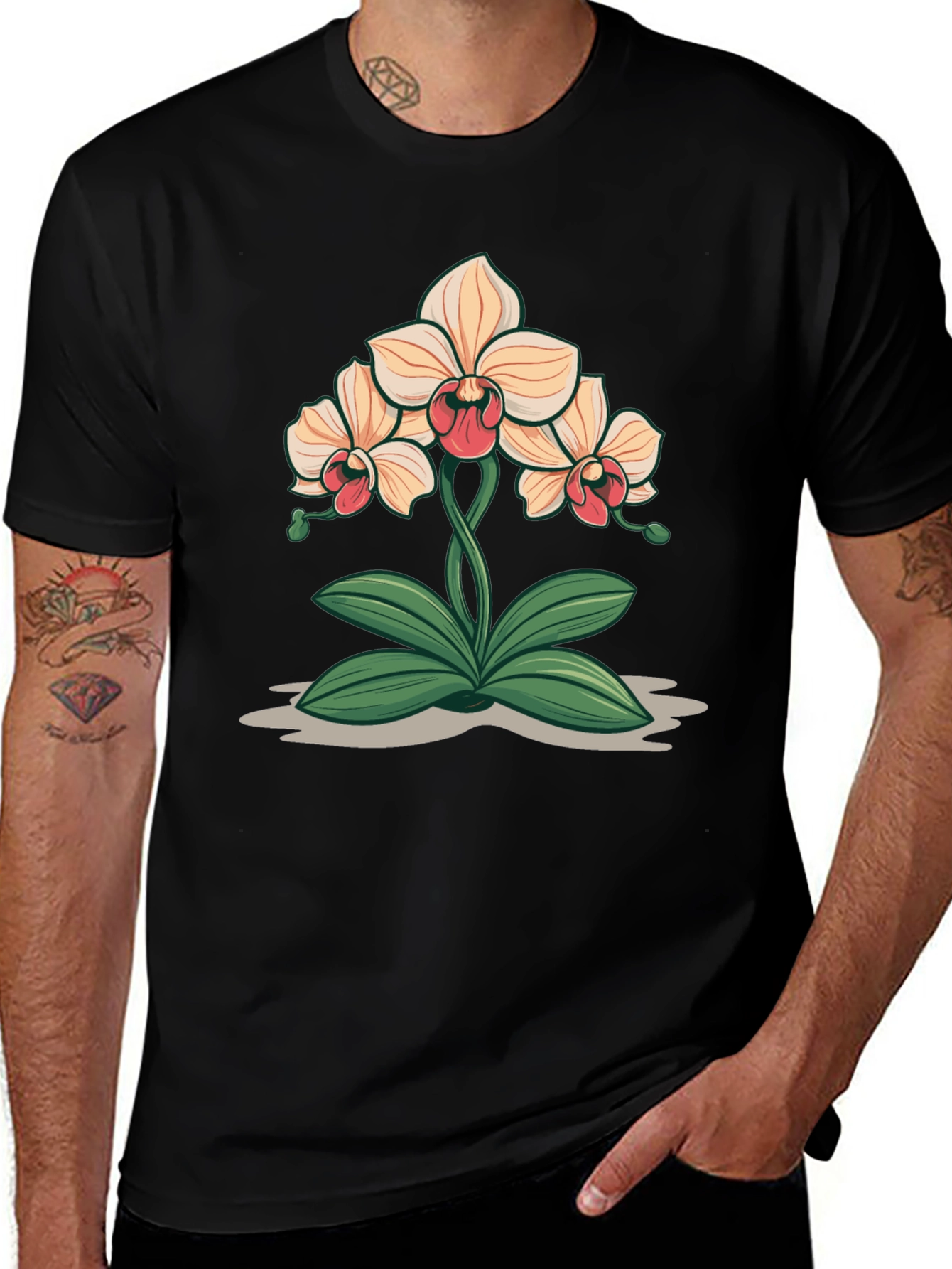 Orchid Graphic Black T-Shirt