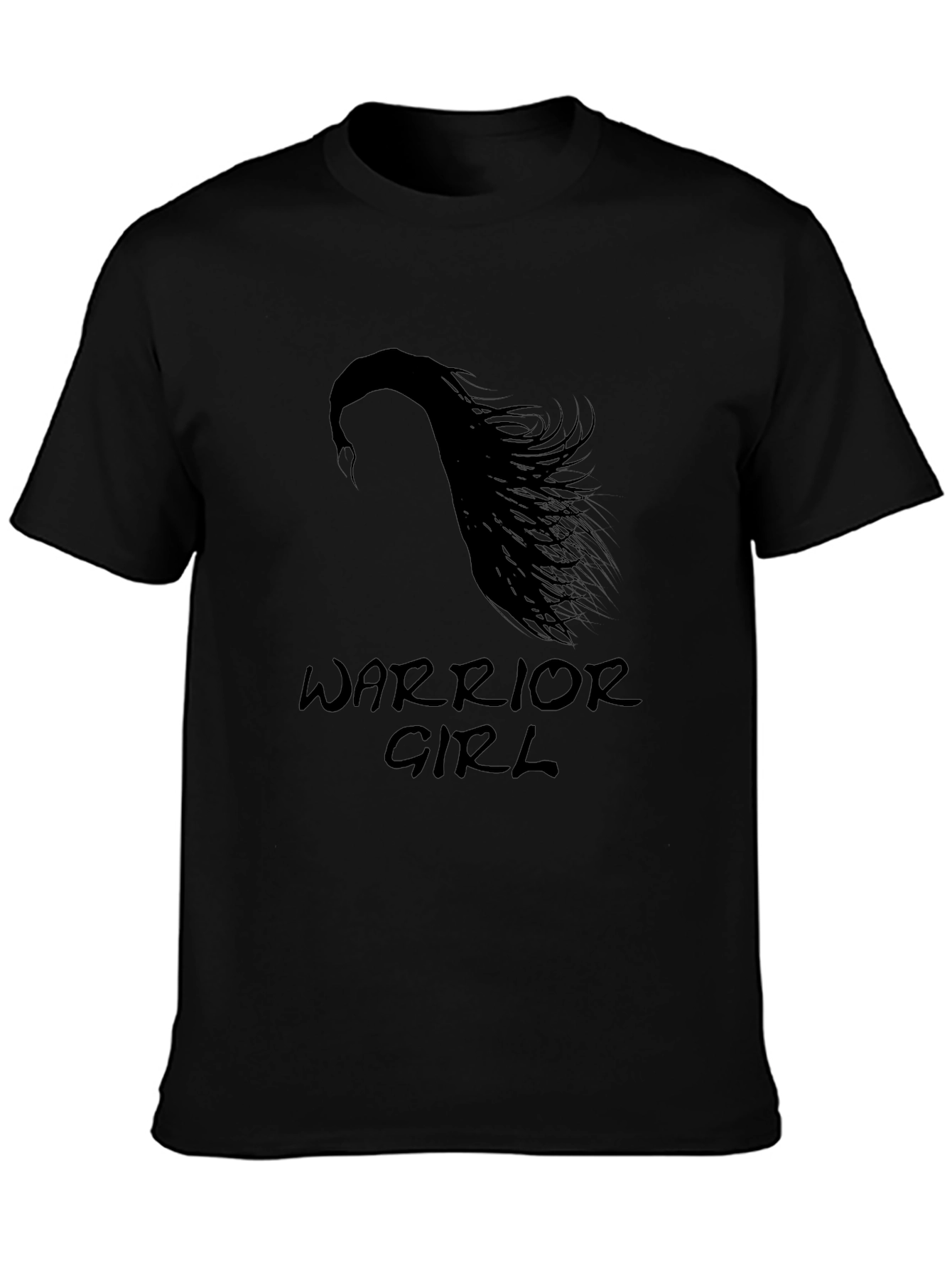 Warrior Girl Graphic Tee - Stylish Black T-Shirt