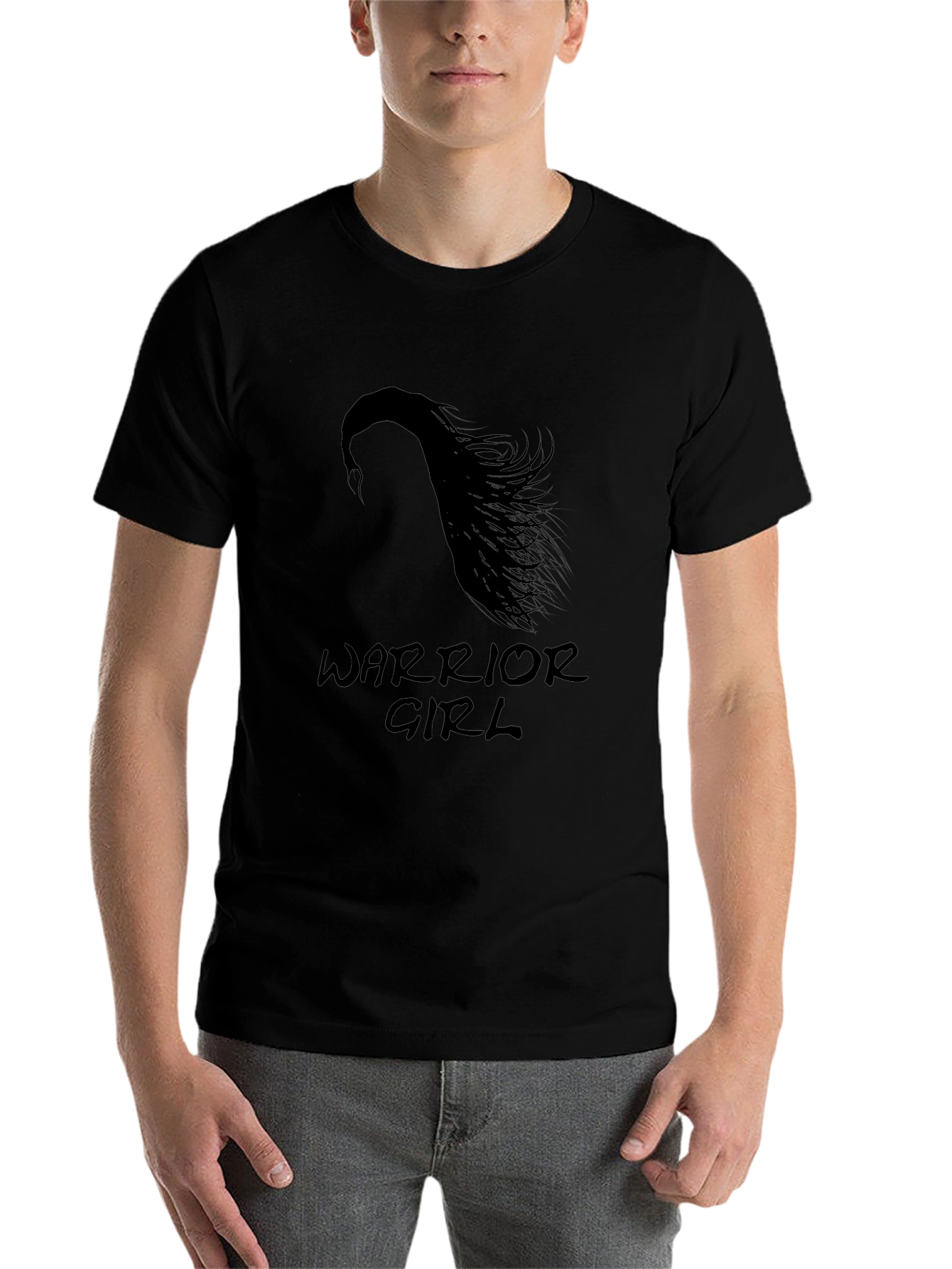 Warrior Girl Graphic Tee - Stylish Black T-Shirt