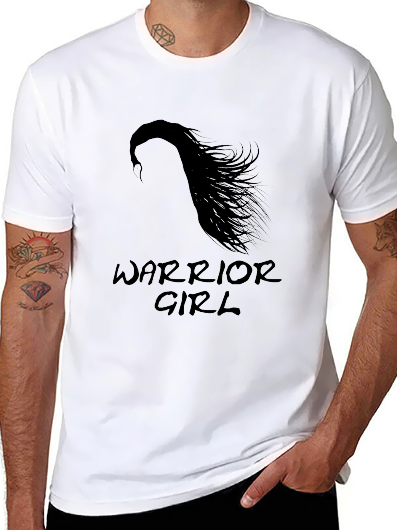 Warrior Girl Graphic Tee - Stylish Black T-Shirt