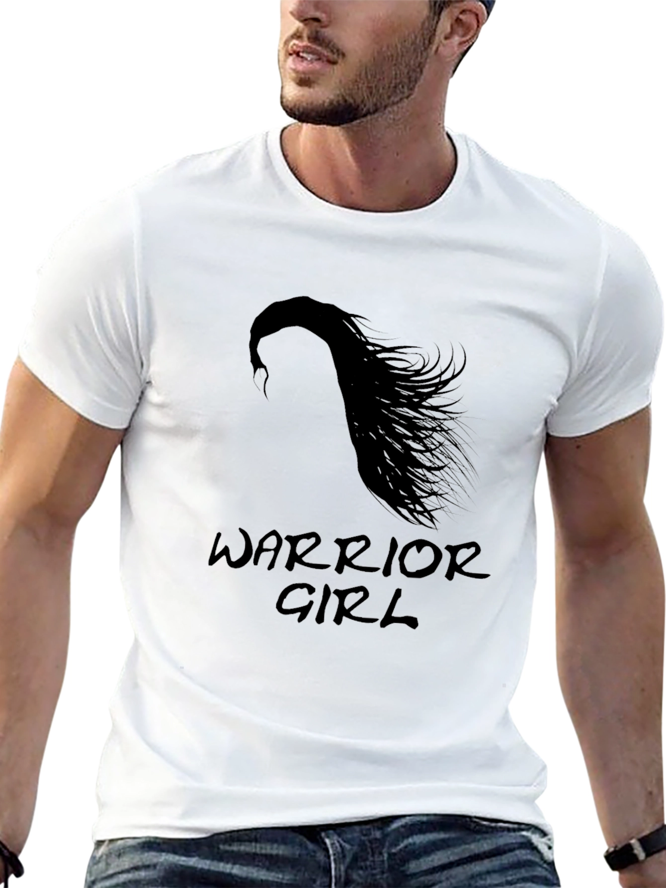 Warrior Girl Graphic Tee - Stylish Black T-Shirt