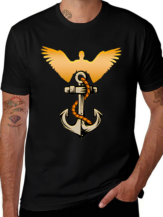 Anchor & Wings Graphic Tee - Classic Black T-Shirt