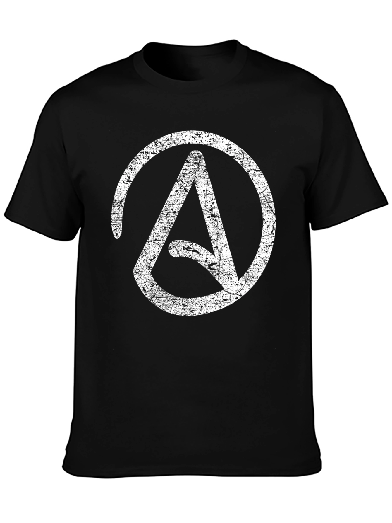 Distressed Atheist Symbol T-Shirt - Black