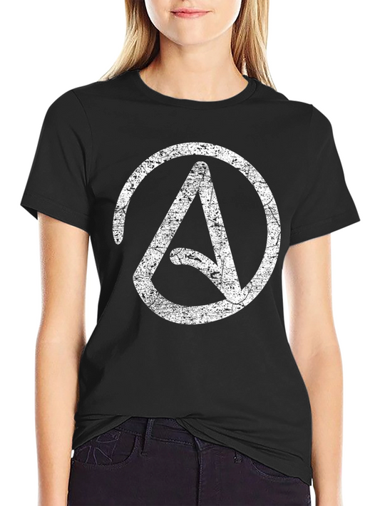 Distressed Atheist Symbol T-Shirt - Black