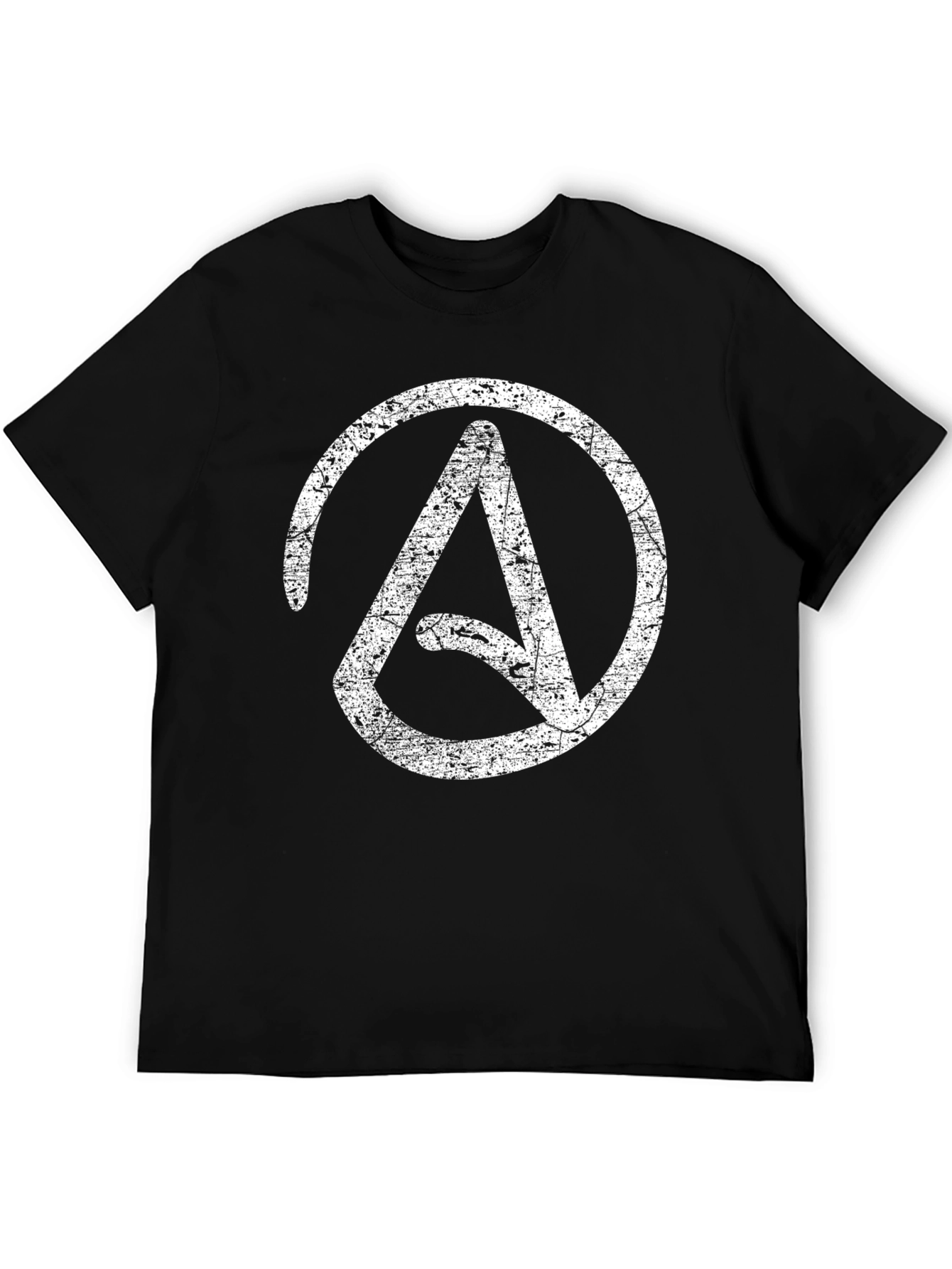 Distressed Atheist Symbol T-Shirt - Black