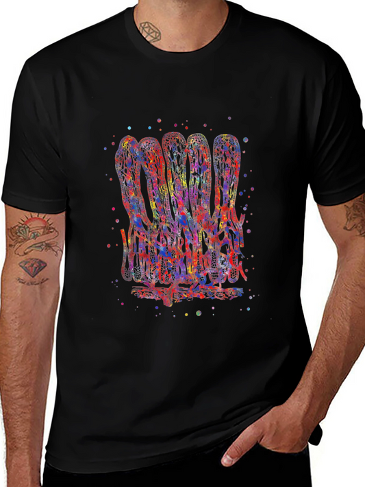 Colorful Gut Villus Print Black T-Shirt
