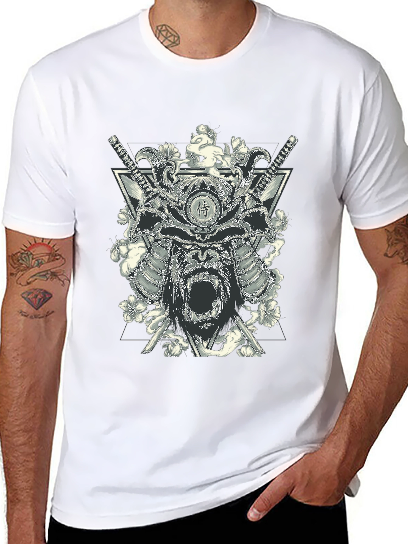 Samurai Gorilla Black Graphic T-Shirt