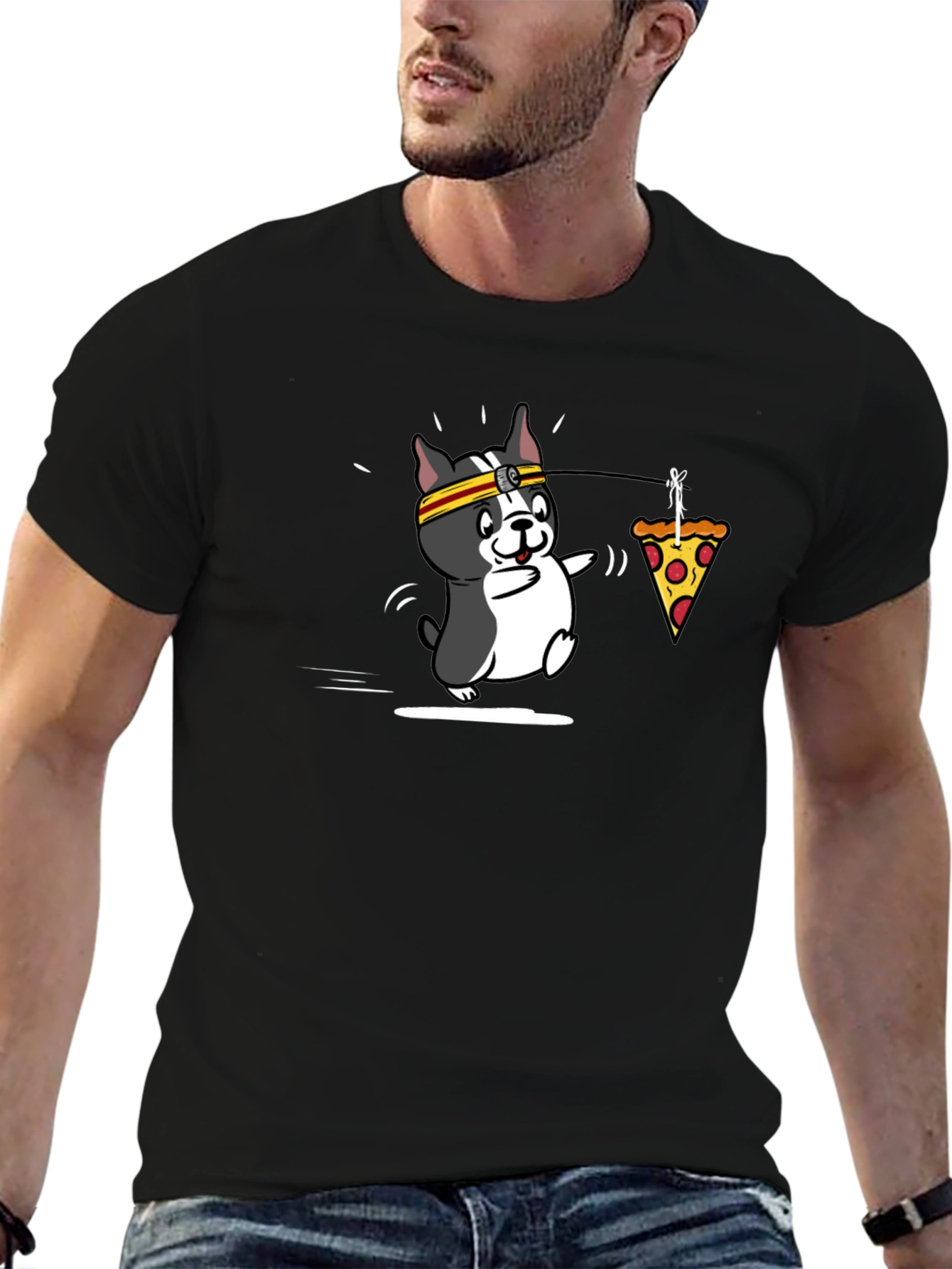 Dog Pizza Trot Black Tee