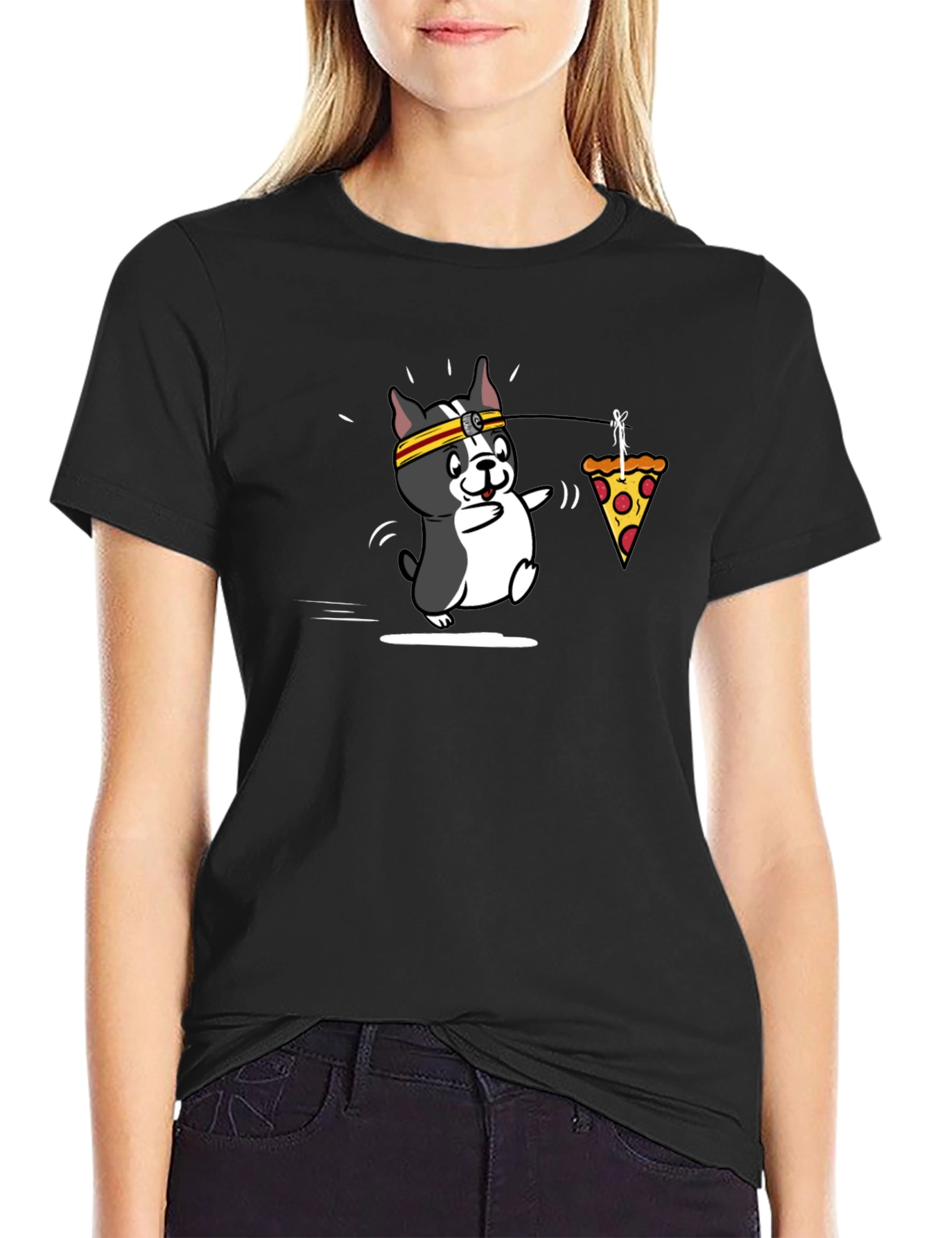 Dog Pizza Trot Black Tee