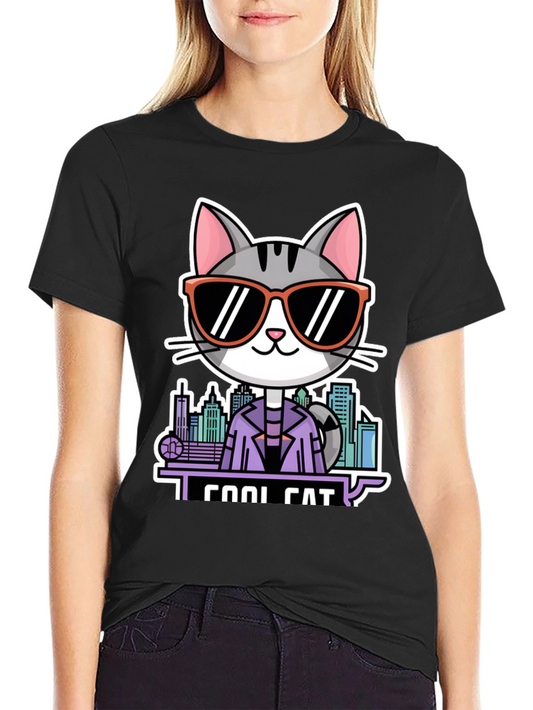 Cool Cat T-Shirt - Black Graphic Tee