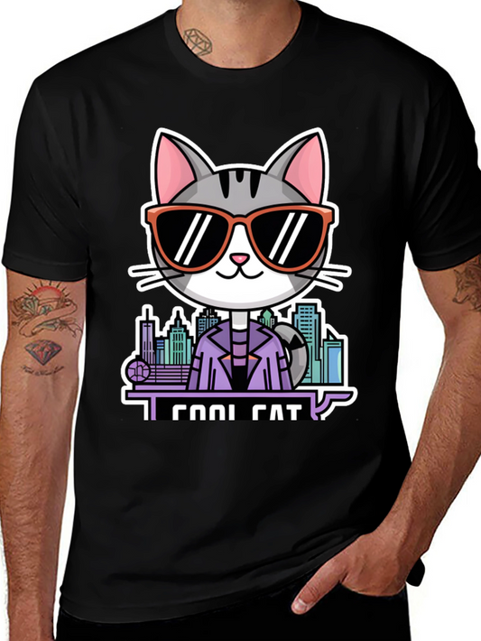 Cool Cat T-Shirt - Black Graphic Tee