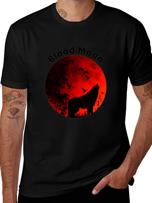 Blood Moon Wolf Graphic Tee - Black
