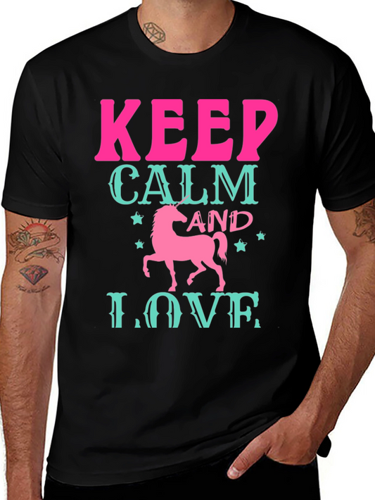 Keep Calm and Love Unicorn Black T-Shirt