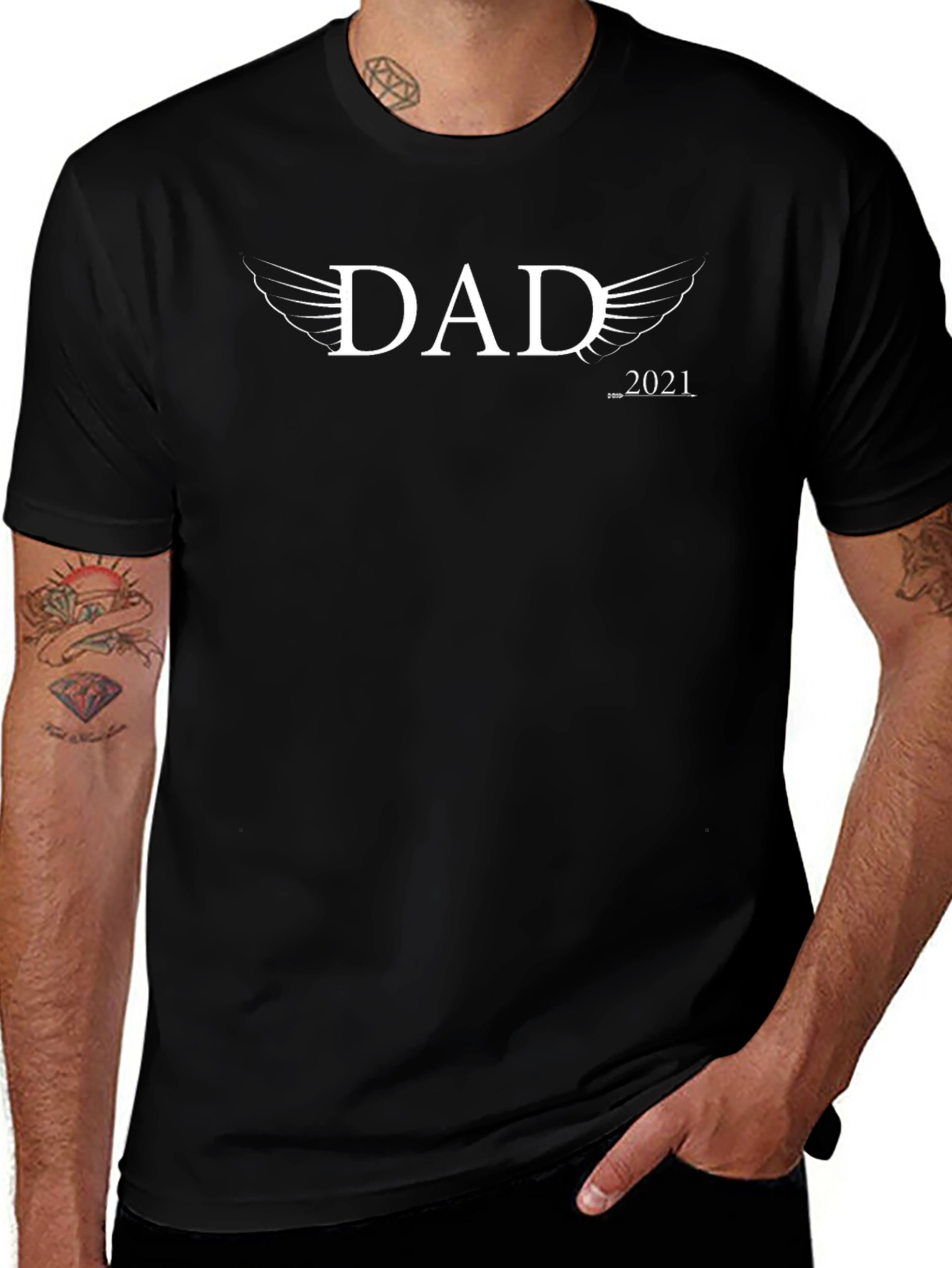 Dad Angel Wings T-Shirt - Black