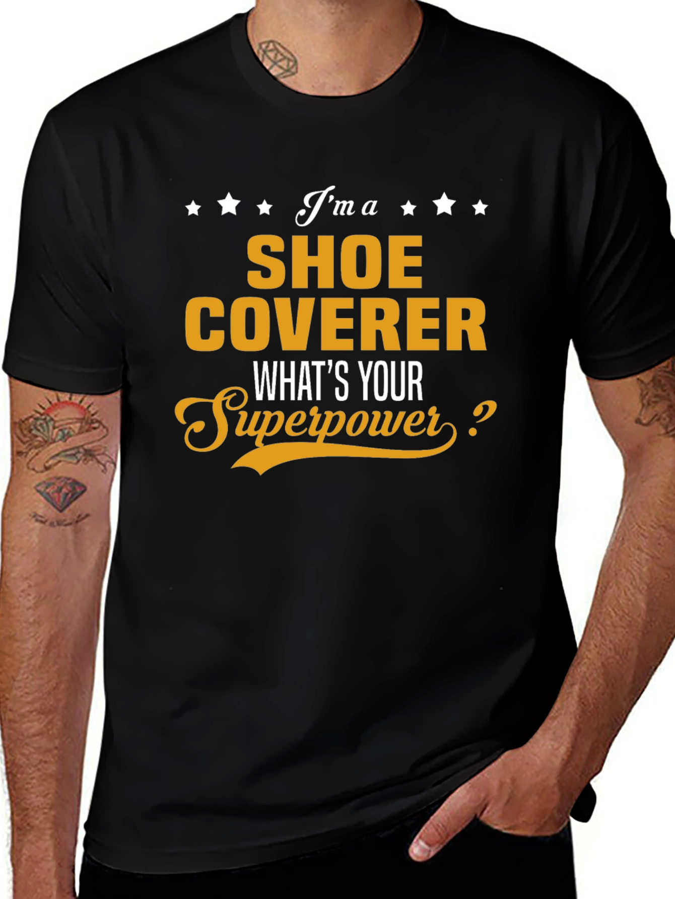 Shoe Coverer Superpower Black T-Shirt
