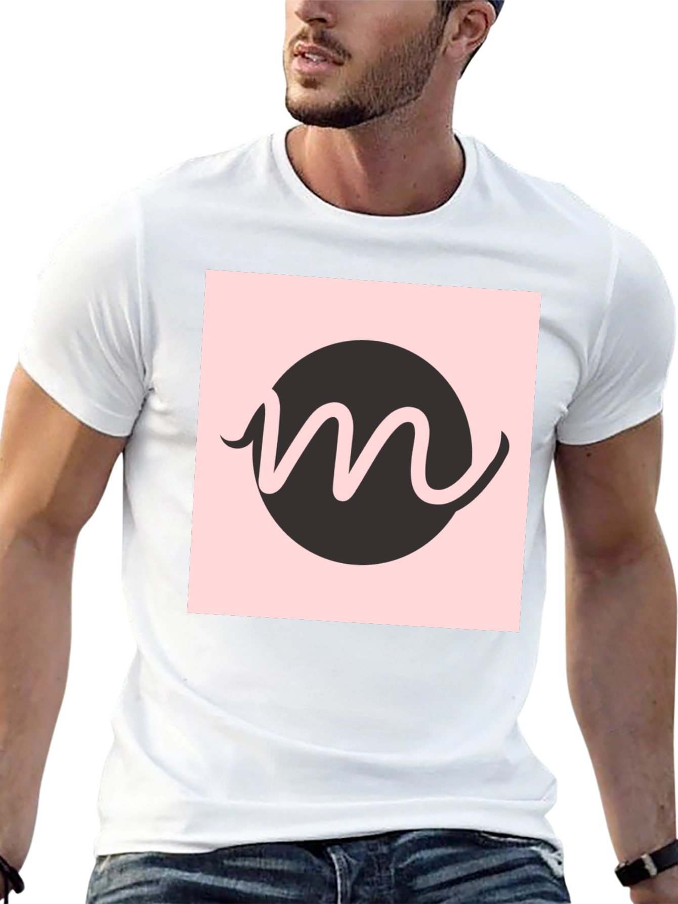 Modern Graphic Tee - Black with Letter M Design