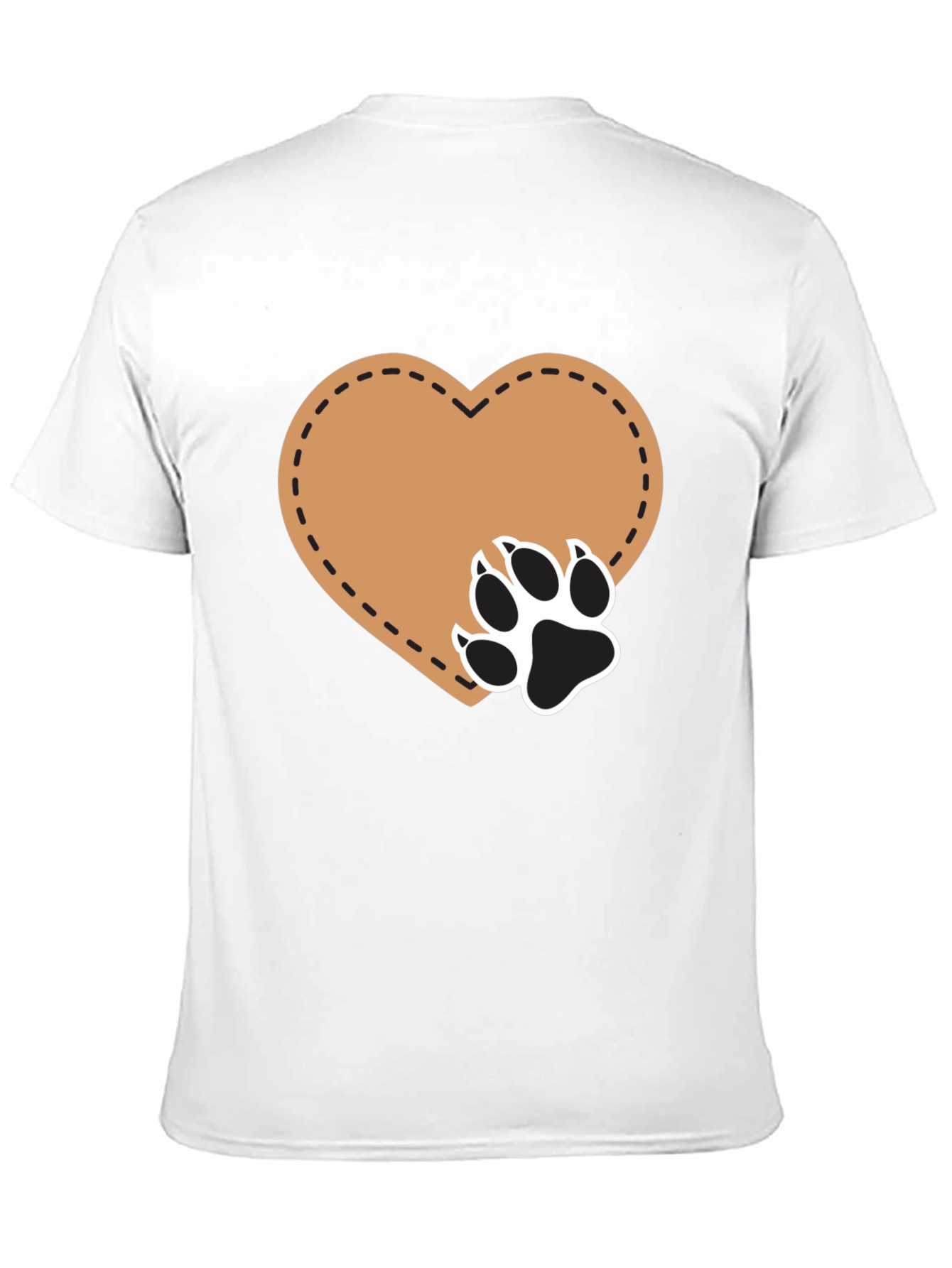 Heart Paw Print T-Shirt - Casual Black Tee