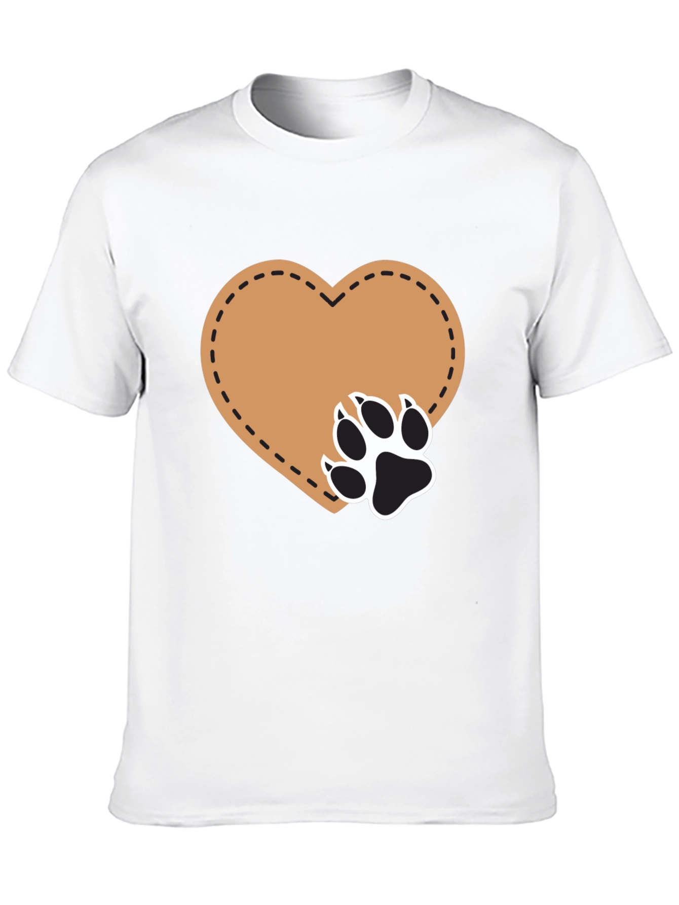 Heart Paw Print T-Shirt - Casual Black Tee