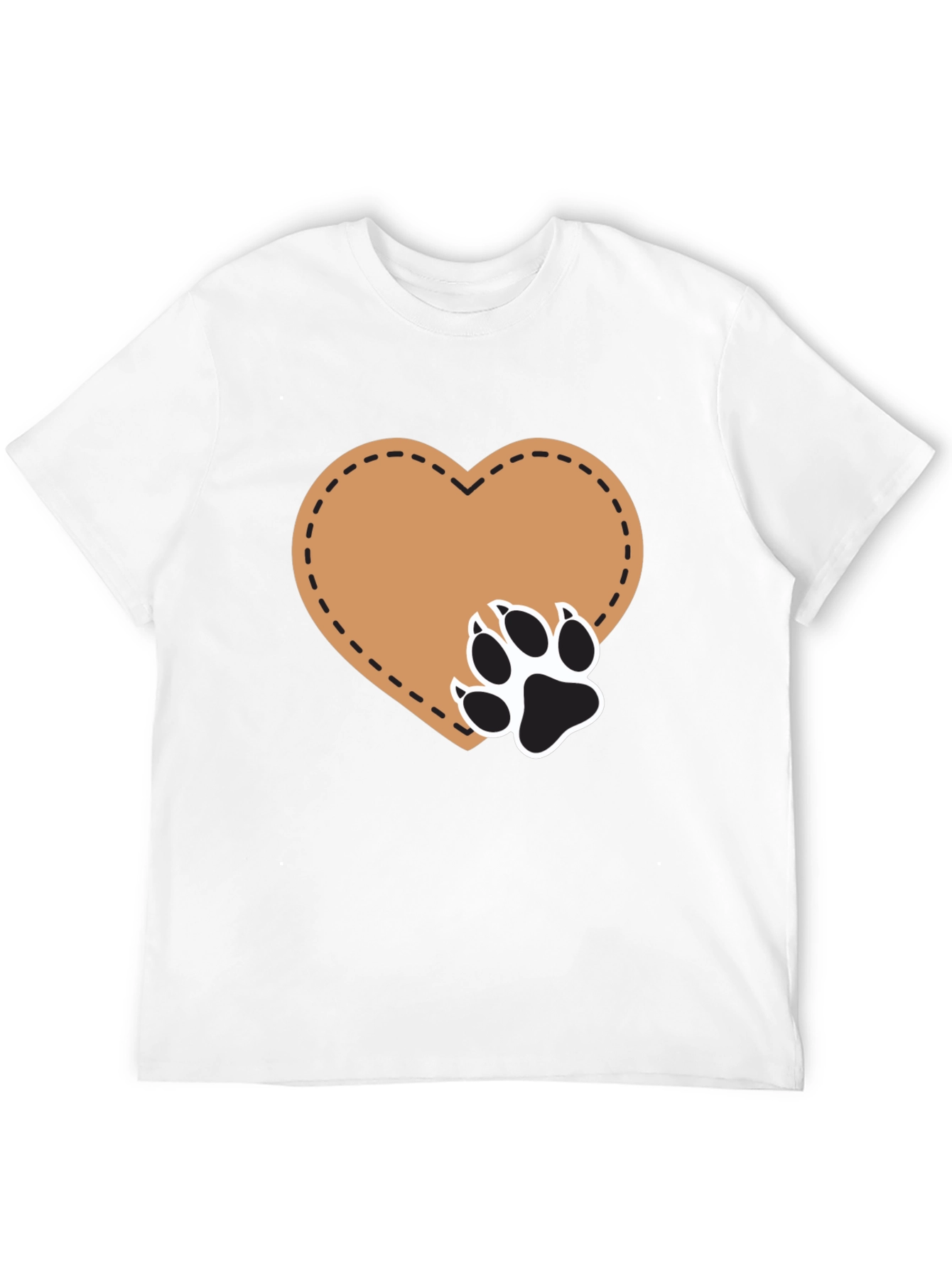 Heart Paw Print T-Shirt - Casual Black Tee