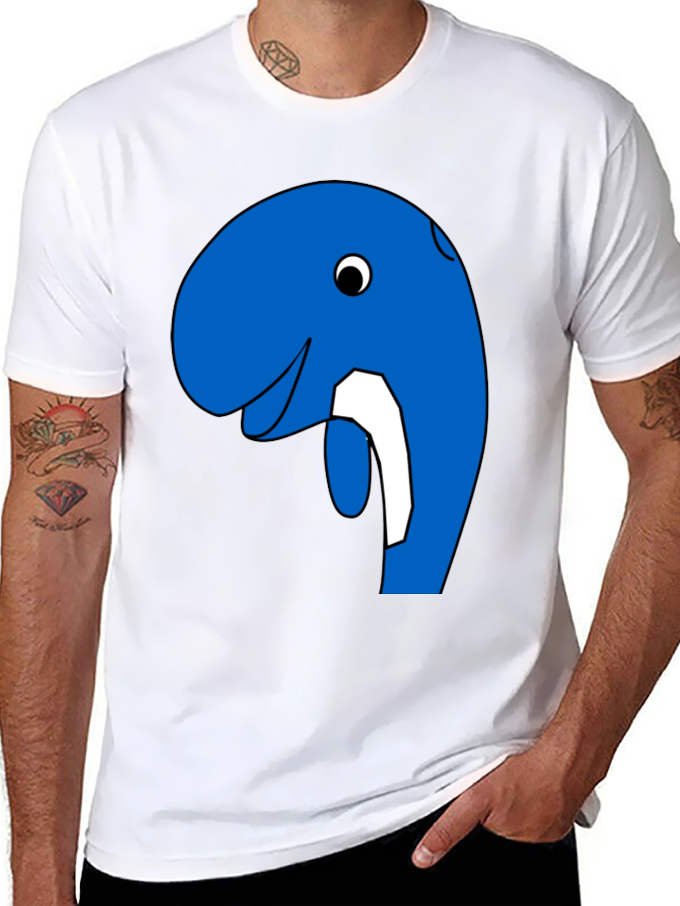 Blue Cartoon Animal Graphic Tee