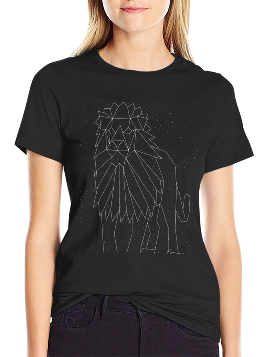 Geometric Lion Constellation Black T-Shirt
