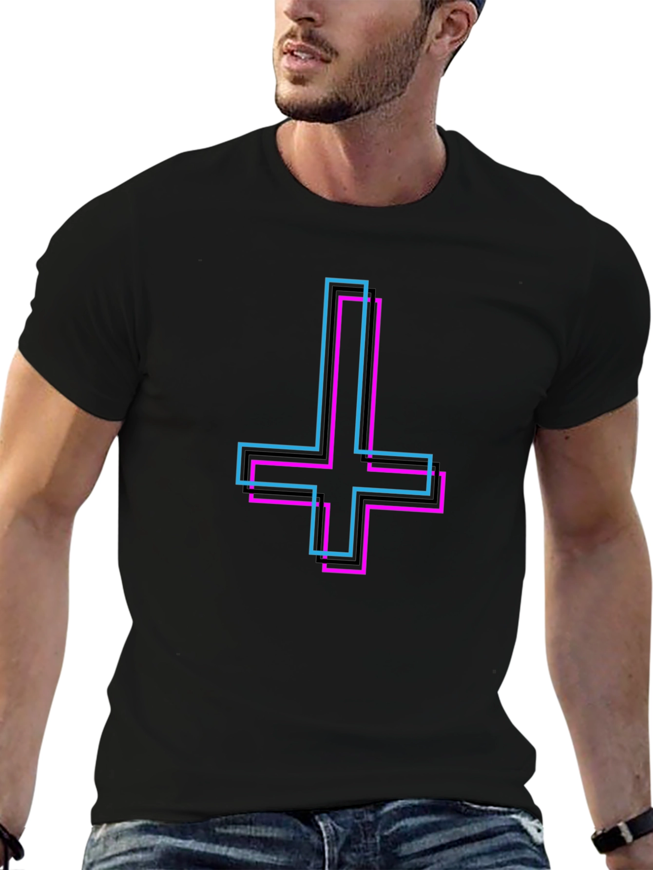 Inverted Cross Graphic Tee - Edgy Style