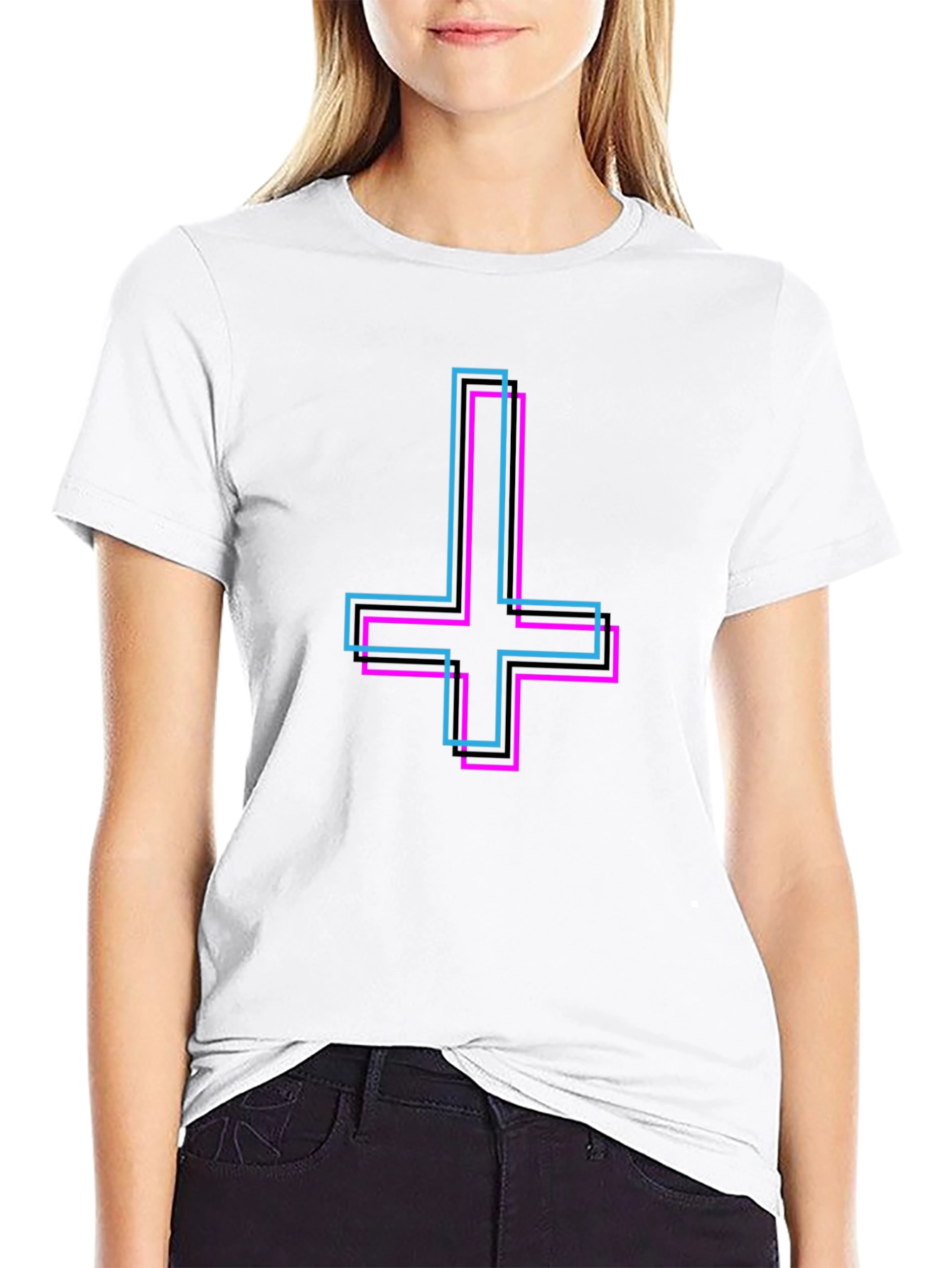 Inverted Cross Graphic Tee - Edgy Style