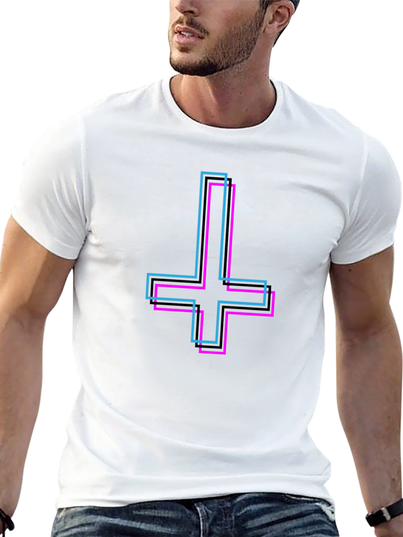 Inverted Cross Graphic Tee - Edgy Style