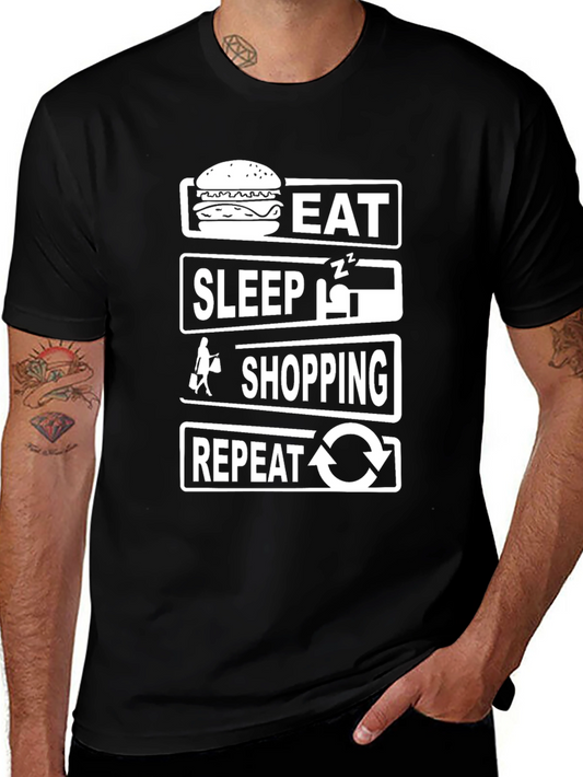 Eat Sleep Shopping Repeat - Mens Graphic Tee
