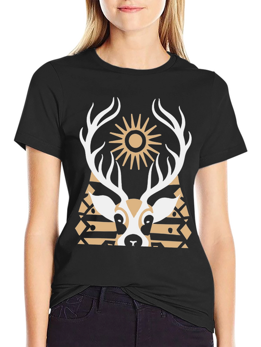 Deer Graphic Black T-Shirt - Unique Design
