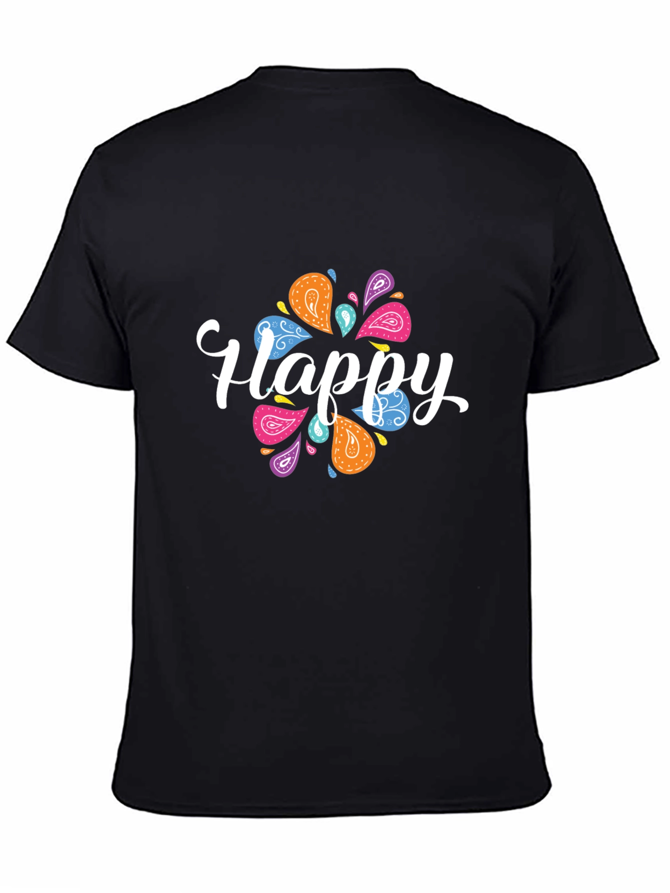 Happy Paisley Graphic Black T-Shirt