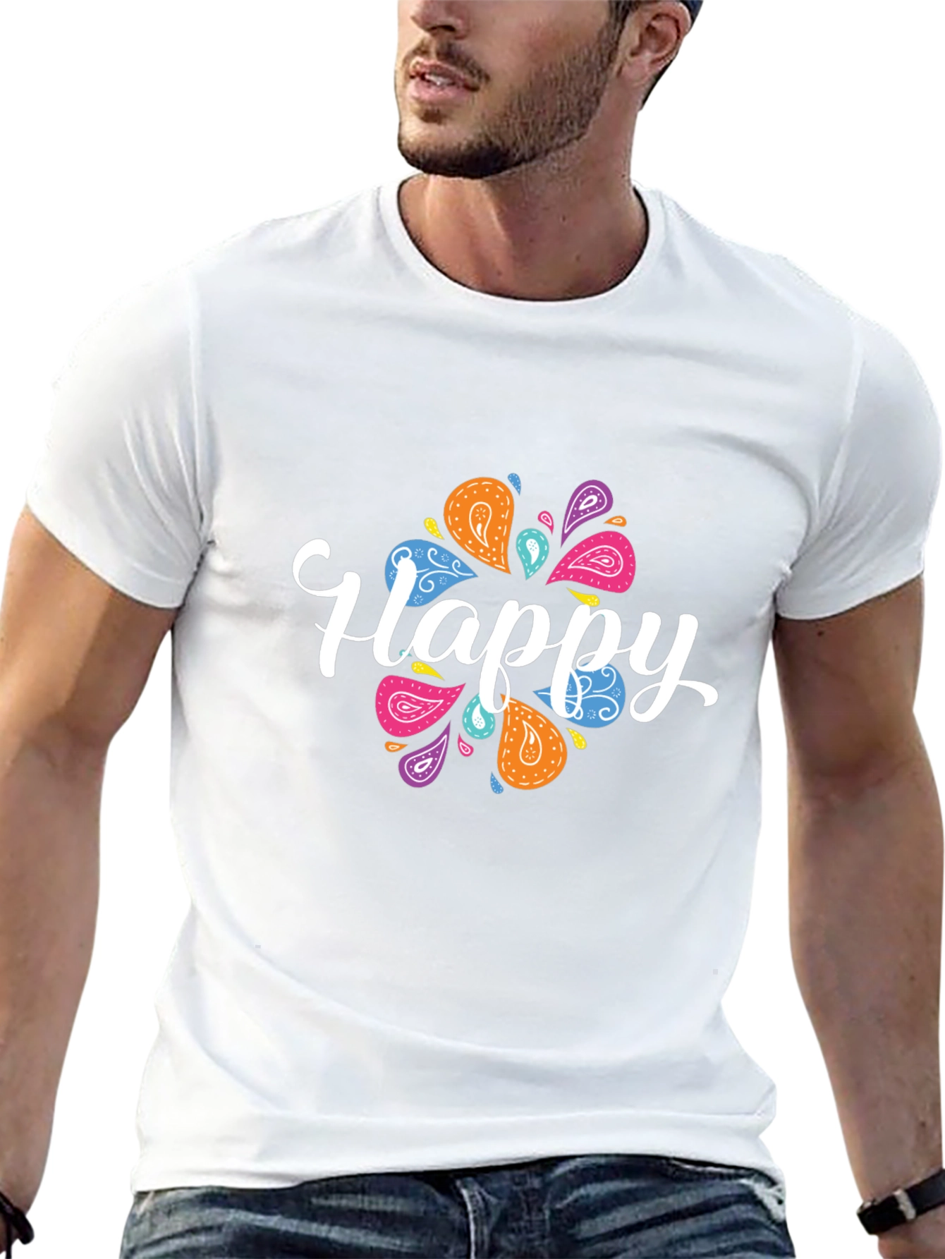 Happy Paisley Graphic Black T-Shirt